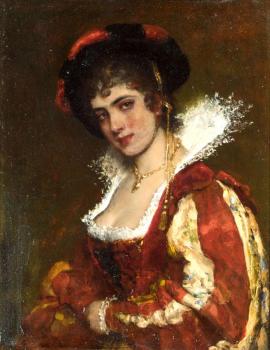 Eugene De Blaas : Portrait of a Venetian Lady